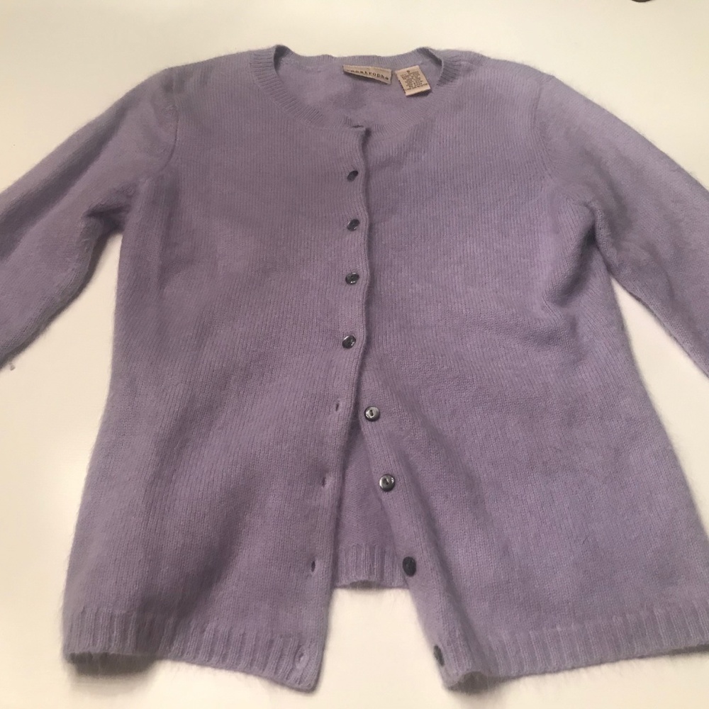 Apostrophe Lavender Crewneck Button Cardigan